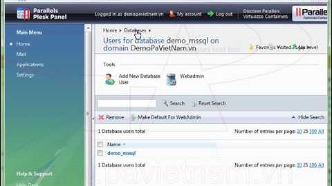 Hướng dẫn - Tạo Database trong Plesk | P.A Việt Nam