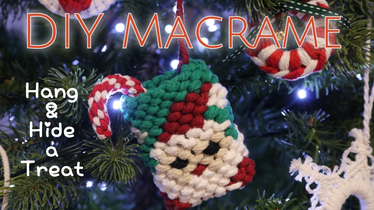 DIY Macrame Christmas Pocket Ornament - Hang & Hide a Treat🎄#diychristmasdecoration 