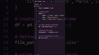 I Create Excel file in 5sec using Python ||pythonexcel ||python pandas || python to excel #python9