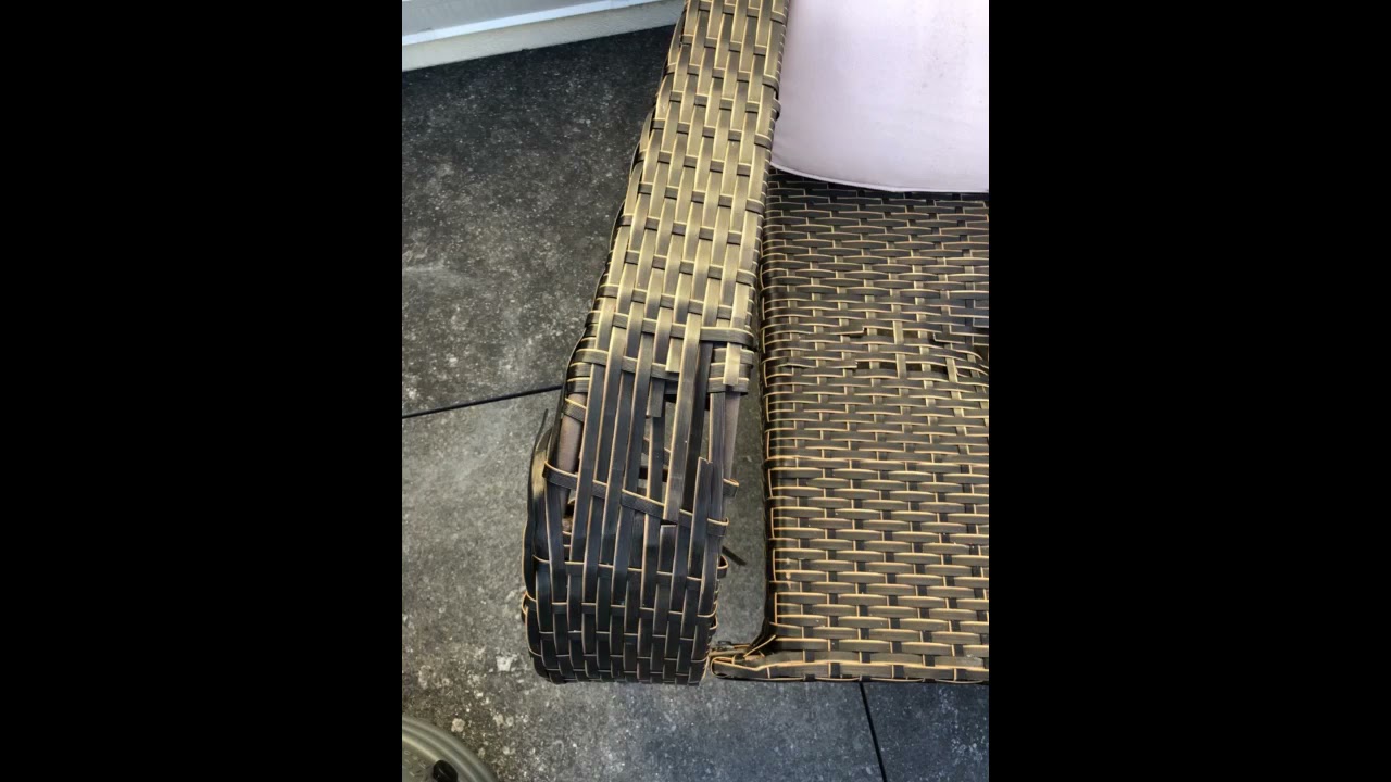 Patio Sense Coconino Wicker Lounge Chair, Mocha All Weather Wicker, Beige Cushion, Adirondack Style