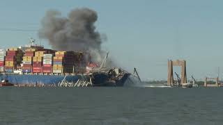 Largest remaining steel span of collapsed Baltimore bridge comes down in controlled demolition
