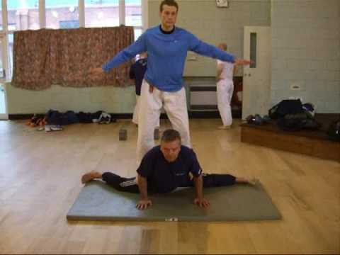 TOM HILLS DOJO - GOJU RYU - EXTREME HIP STRETCHES FOR KICK FIGHTING