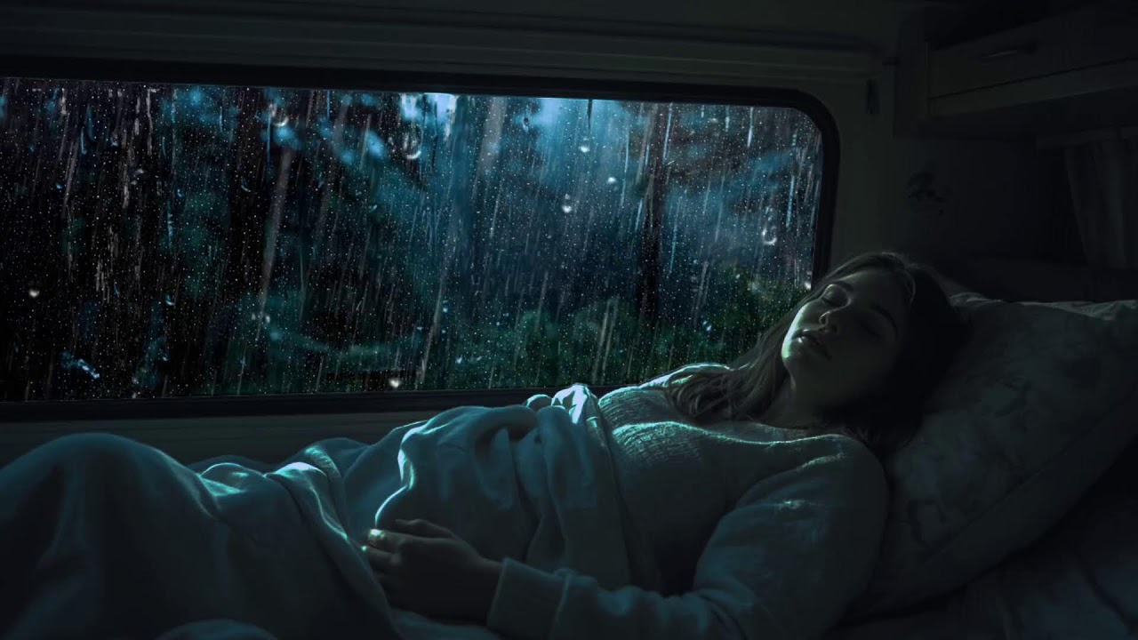 8 Hours Heavy Rain in Van | Sleep Ambience