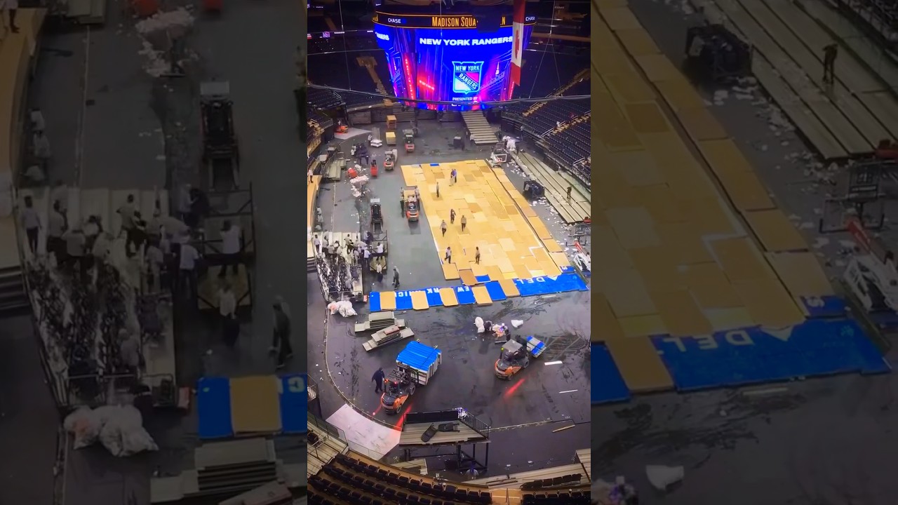 Time-Lapse: Basketball Court to Hockey Rink | MSG 