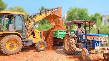 JCB 3DX Backhoe Loading Mud | Swaraj 744 FE Unloading Mud | Massey Ferguson 241 DI