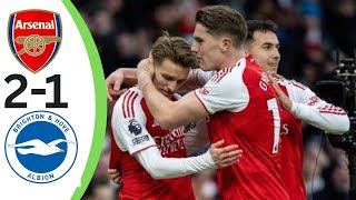 Arsenal vs Brighton 2-1 🔥highlights &Goals premier league | martin odegard goal 