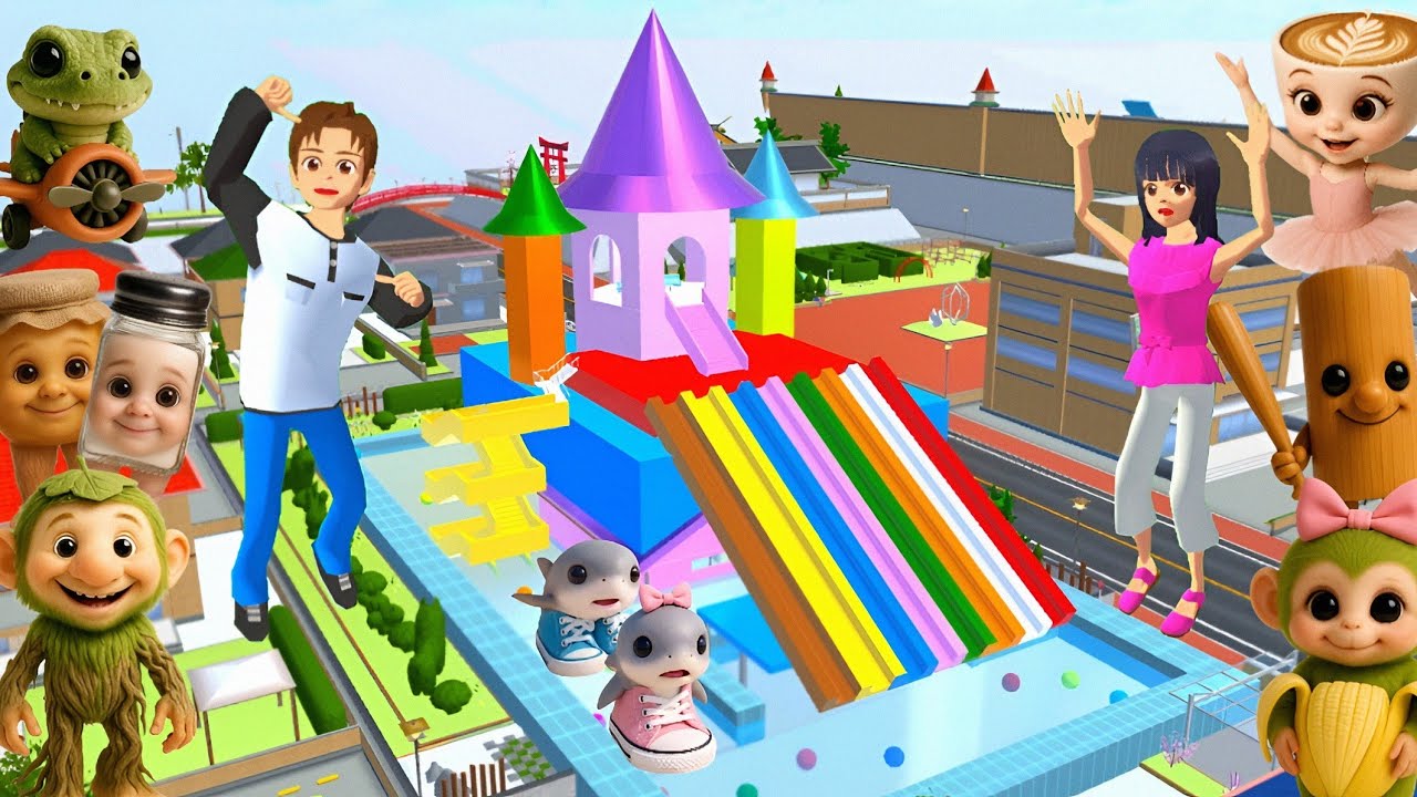 Yuta Mio Buat Kolam Renang Warna Warni Di Atas Rumah Untuk Bocil Anomali 😱|Sakura school simulator