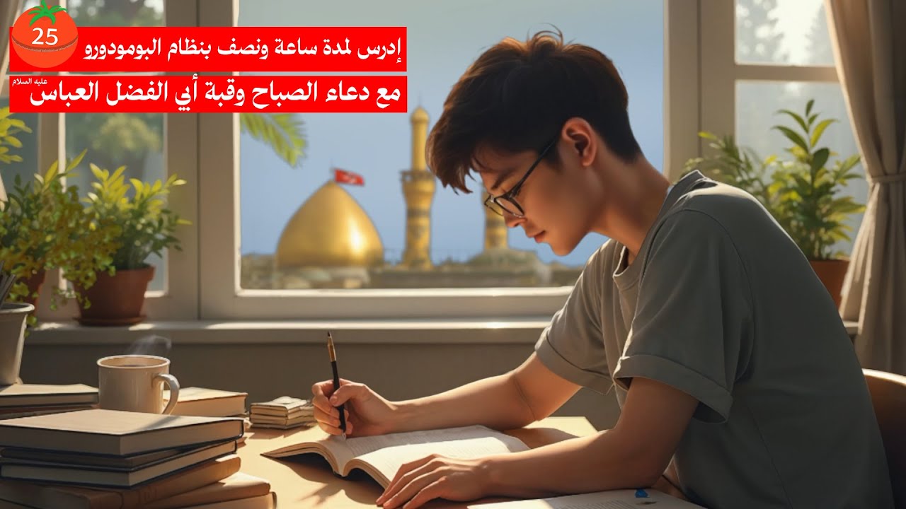 Study with Me : دراسة مع دعاء الصباح وصوت العصافير وإطلالة على قبة أبي الفضل العباس
