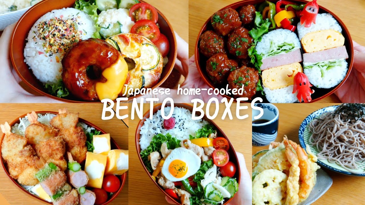 【Making BENTO 14】Deep-fried skewer/Hamburg steak/Tempura Soba/Spam rice sandwich/octopus sausage