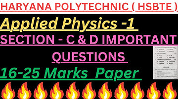 Haryana Polytechnic Applied Physics -1 Questions// Important Questions Applied Physics -1