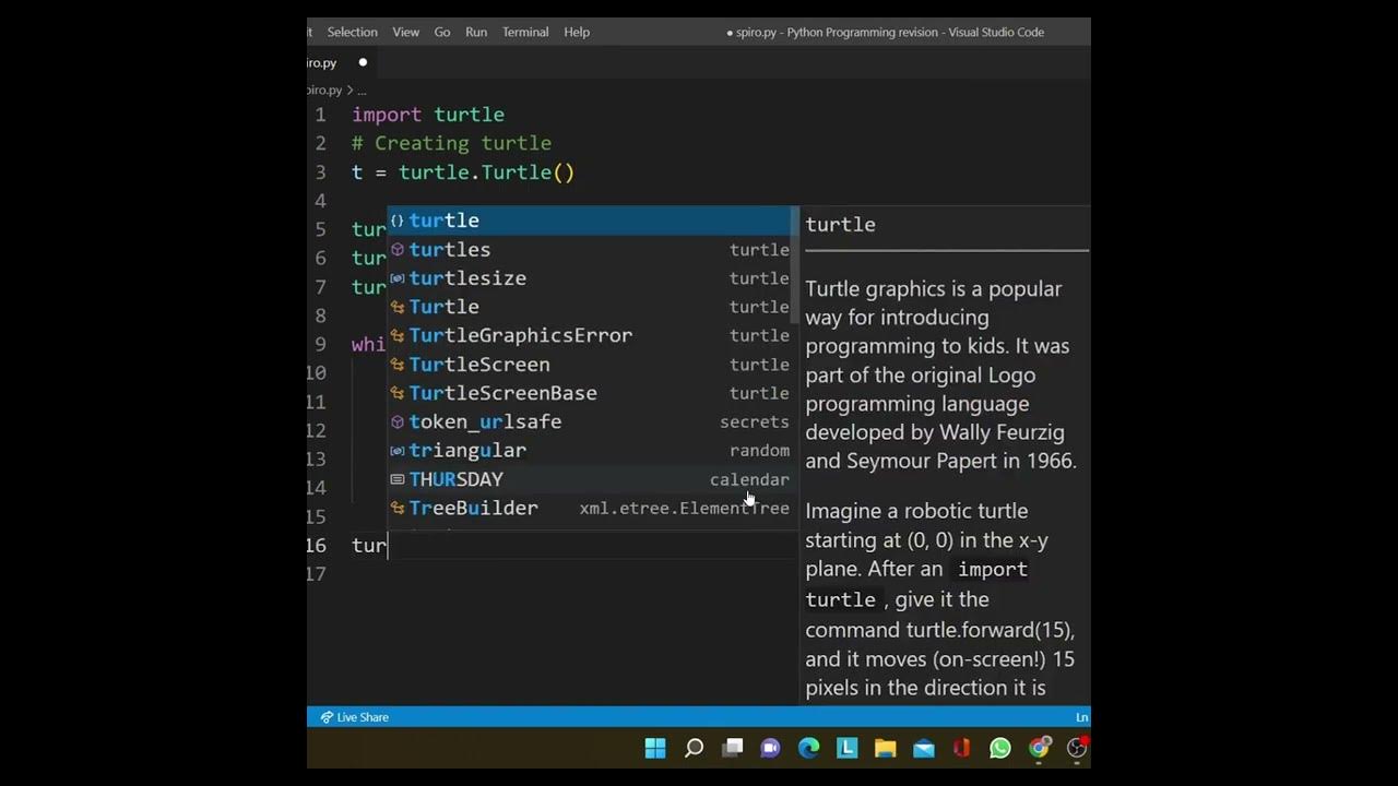 Creating a Spirograph using Python Turtle Graphics in VS Code 🔥| # ...
