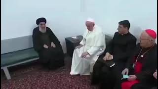 بالفيديو لقاء البابا مع السيد علي السيستاني للمشككين بأن السيد متوفي ولايوجد