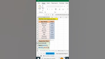 Excel Tips To find the most Expensive item in Excel | Use Xlookup Formula #excel #shorts #trending