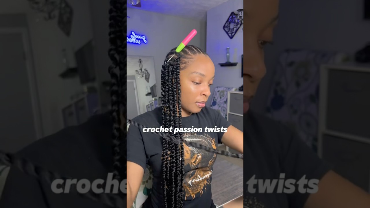 Easy Way To Install Passion Twists Using Crochet!💫#shorts #twist #hairstyles #braids #tutorial #fyp