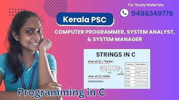 Strings in C | Kerala PSC | Computer Programmer | System Analyst | System Manager | C Programming