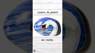 Rock painting swan