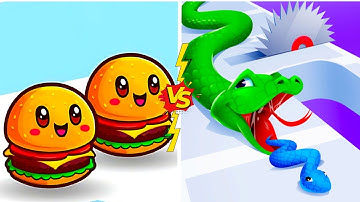 Food Run Vs Snake Run Race ⭕✖️🍔🐍🍔 Walkthrough all levels Gameplay KM9753