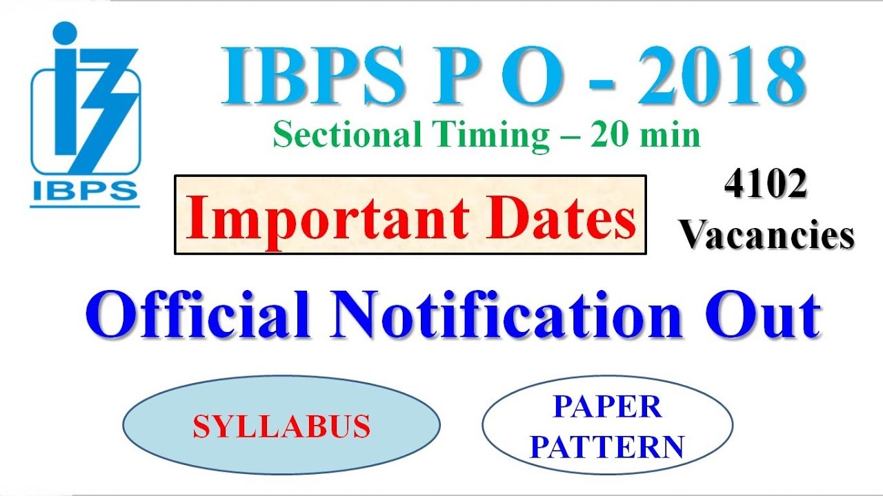 IBPS PO 2018 - Important Dates/Exam Pattern/Vacancy/Eligibility/Syllabus