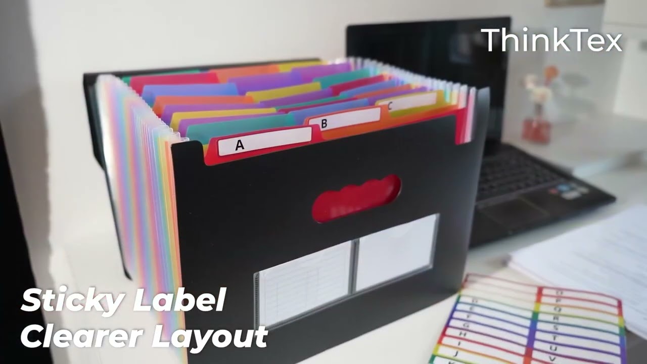 ThinkTex Accordion File Organizer, 26 Pockets Expanding File Folders, Monthly Bill Receipt