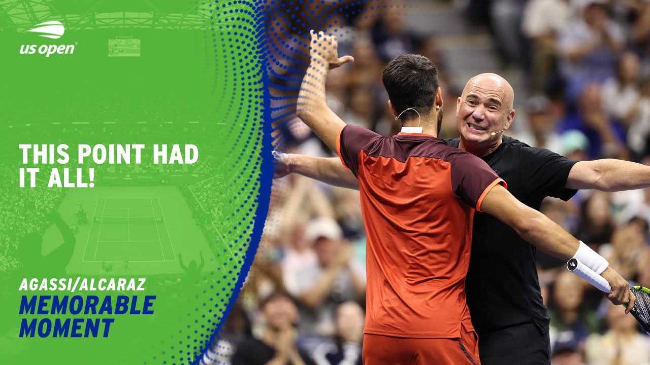 Agassi Smash Racket Alcaraz Tweener, Djokovic Overhead & Agassi Smash! | 2024 US Open - YouTube