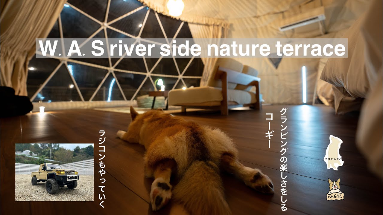 ワズリバーサイドネイチャーテラス　コーギーキャンプ　(初グランピング) WAS river side nature terrace