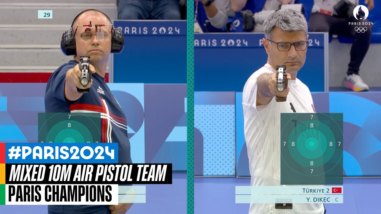 Mixed 10m air pistol team bronze & gold matches 🔫 | Paris Champions ...