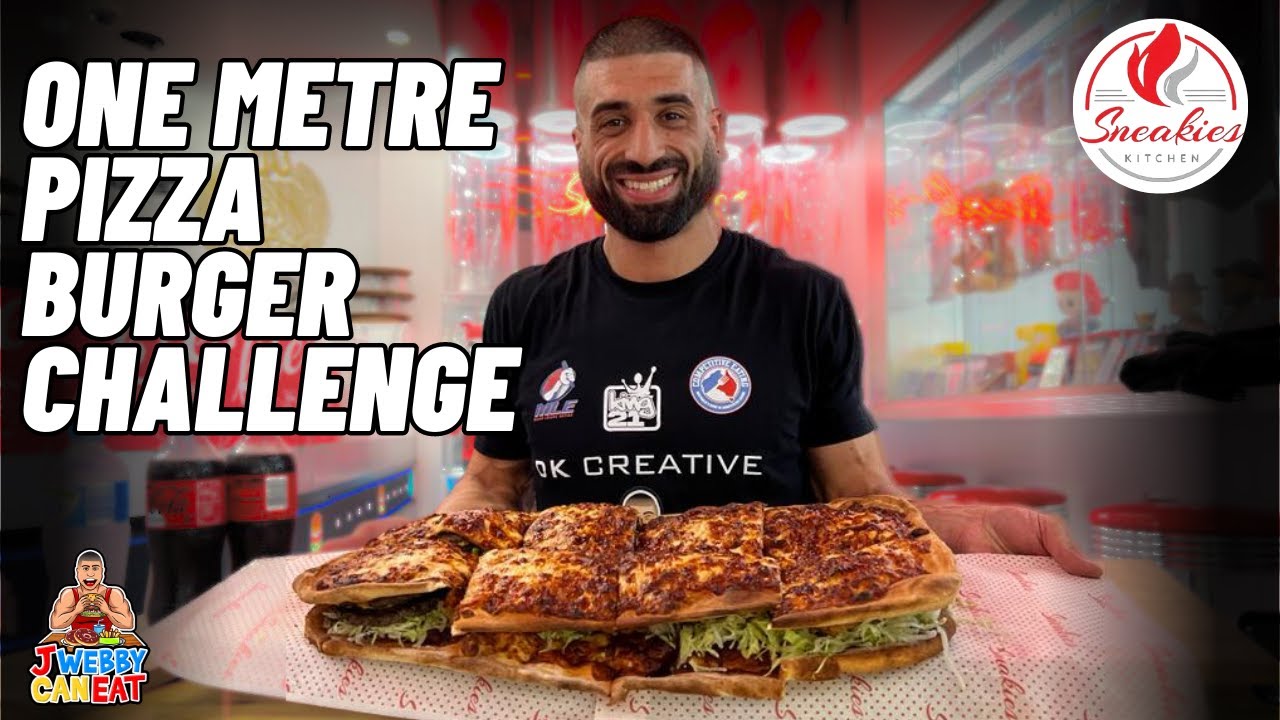 ONE METRE PIZZA BURGER WITH KATINA EATS KILOS SNEAKIES KITCHEN YouTube