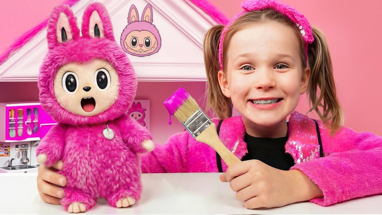 Stephi construiu uma casinha de bonecas incrível para o Labubu! 🏡✨