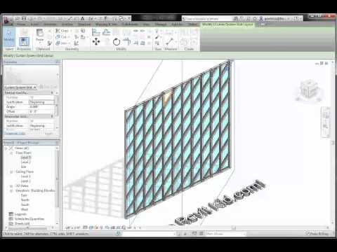 Revit Tutorial - The Revit Kid - Rotate Curtain Wall Grids ( Angled Curtain Wall Grids)