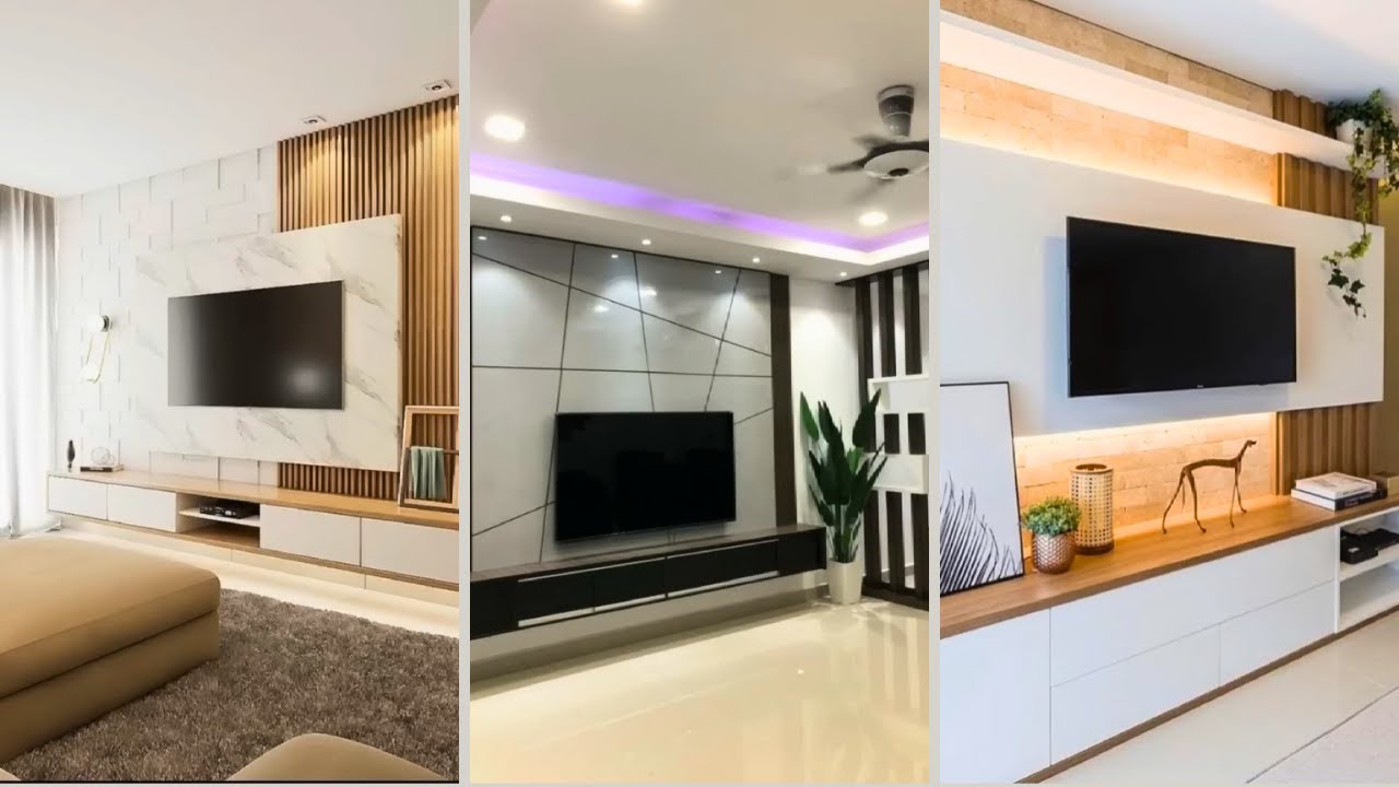 Living Room TV Design Ideas 2024 l wood wave YouTube
