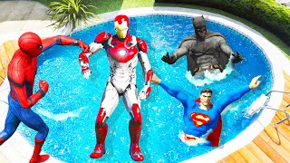 SUPERHERO TEAM Jumps into POOL - GTA 5 Water Ragdolls (Spiderman Funny Moments) #23