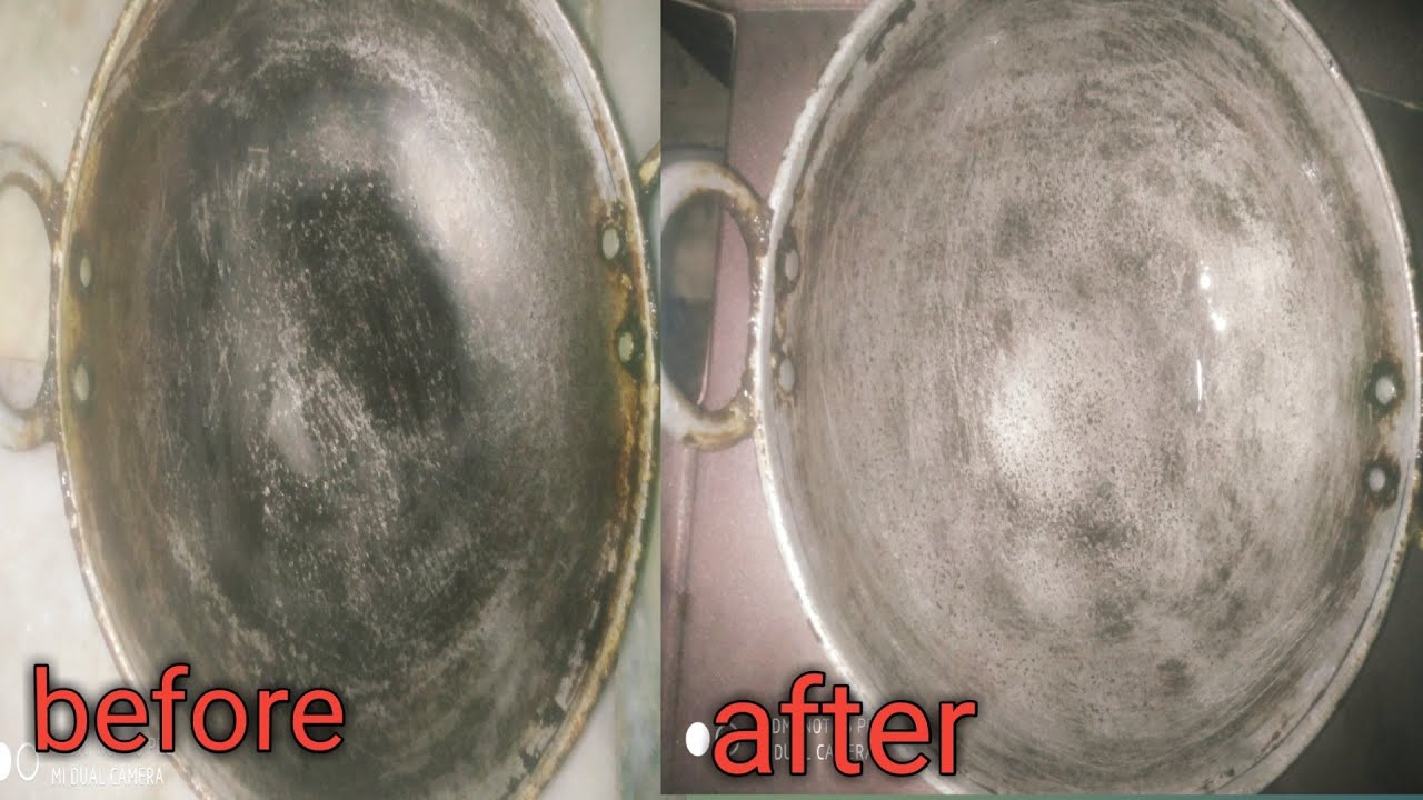 జిడ్డు పట్టిన పాత కళాయి మరకలు ఎలా శుభ్రం చేయాలి // how to clean