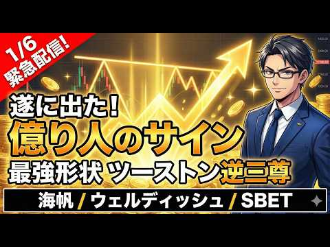 1/6（火）トンピン銘柄【本日の内容】ツースト逆三尊！決算期待上げか？●海帆、ウェルディッシュ、SBETまとめて分析！