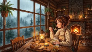 Rainy Evening in Our Tiny Forest Cabin | Ghibli-Style Video