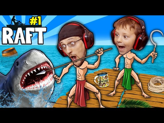 SHARK SONG on RAFT! Survival Game w/ Baby Shawn in Danger! 1st Night Minecraft? FGTEEV Gameplay/Skit class=