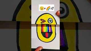 So satisfying 😉+🌈=? | Emoji Mix Drawing| Folding Surprise Drawing card #kids #trending #art #diy #yt