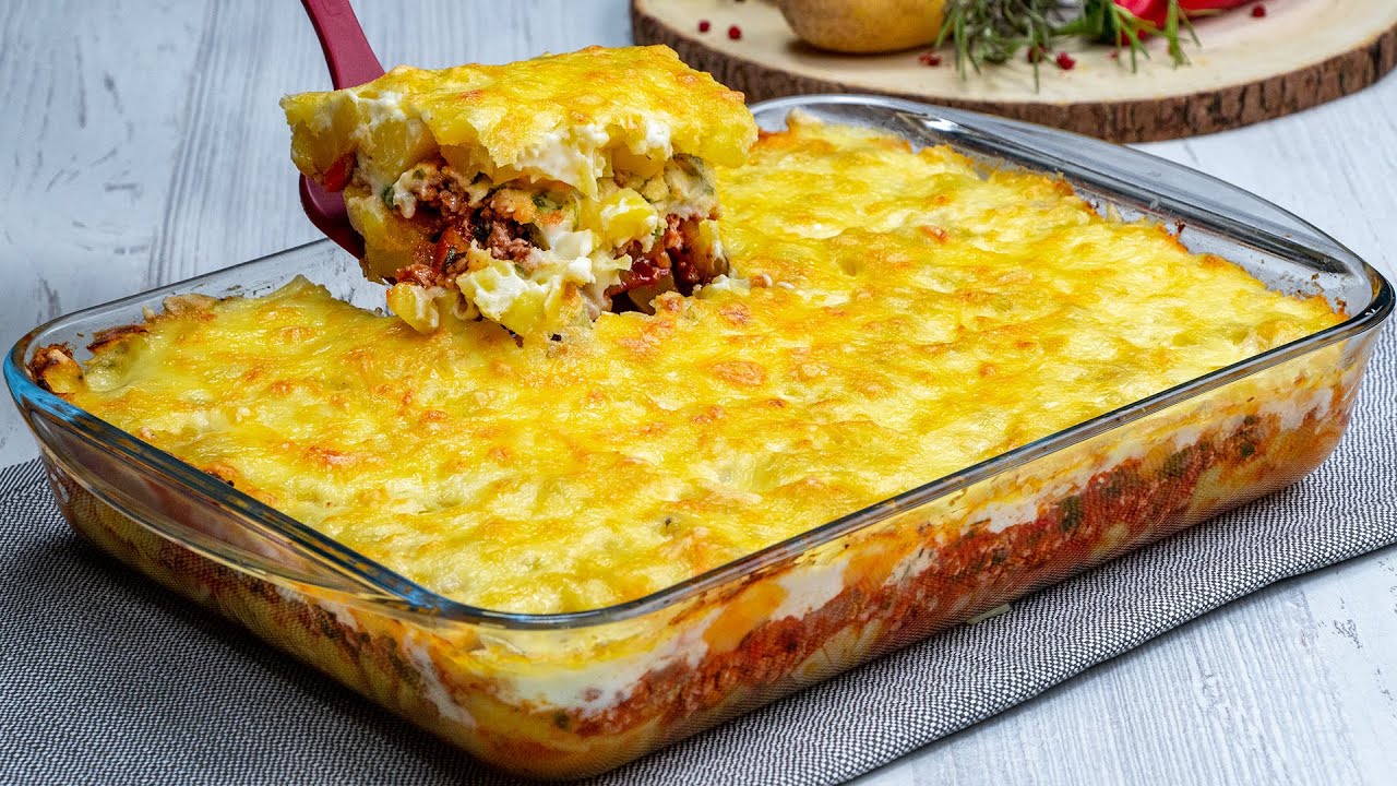 Ein Sattigendes Mittagessen Moussaka Aus Kartoffeln Mit Hackfleisch Schmackhaft Tv Youtube 