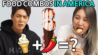 Koreans Try WEIRD American Food Combinations for the First Time!