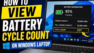 How to view Battery cycle count on windows laptop#battery #cyclecount #batteryreport #batteryusage 🤯