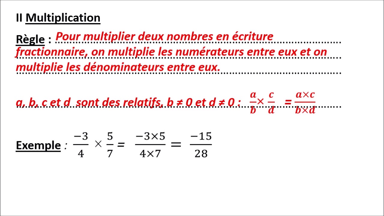 Multiplication Et Division De Fraction 4ème - Exercices Corrigés