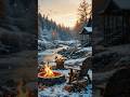 Autumn Leaves to Winter Frost | Cozy Cabin Ambience with Fire & Forest Sounds #shorts #cozywinter