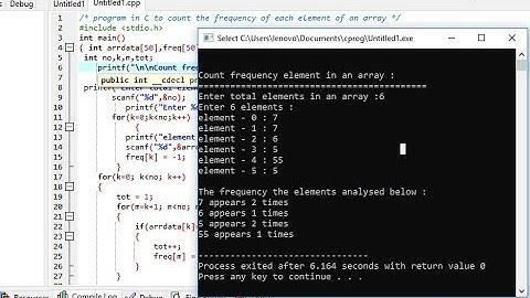 program in C to count the frequency of each element of an array