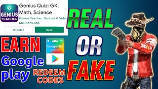 GENIUS QUIZ APP REAL OR FAKE IN TELUGU/How to earn diamonds/How to earn googleplay redeem cards screenshot 4
