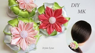 How To Make Satin Ribbon Flowers, Diy Scrunchy With Kanzashi Flowers, Tutorial