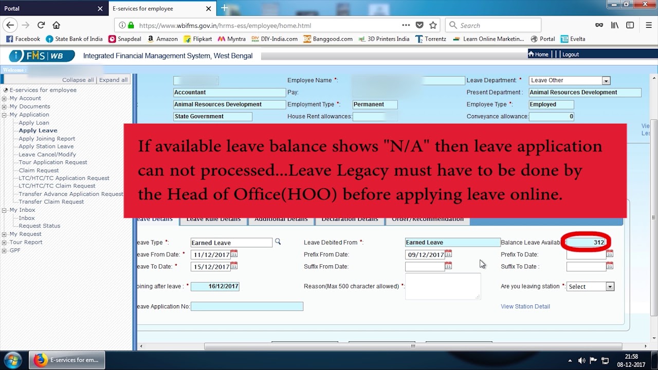 How To Apply Earned Leave EL Online In HRMS WB IFMS YouTube how-to-apply-earned-leave-el-online-in-hrms-wb-ifms-youtube