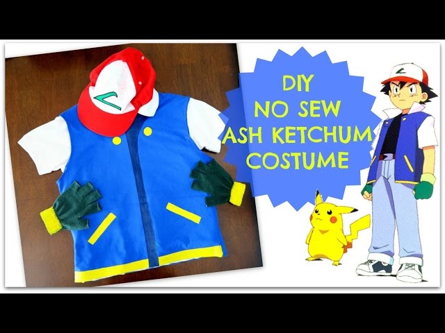 DIY NO SEW POKEMON TRAINER - ASH KETCHUM COSTUME (Easy & Cheap) 