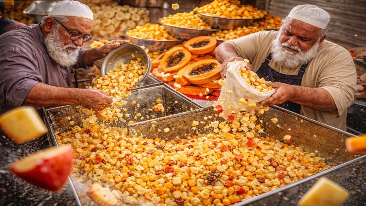 INSANE BIGGEST Ramadan Fruit Chaat Making 😱 Pakistani Knife Master Cutting Skills | Street Food