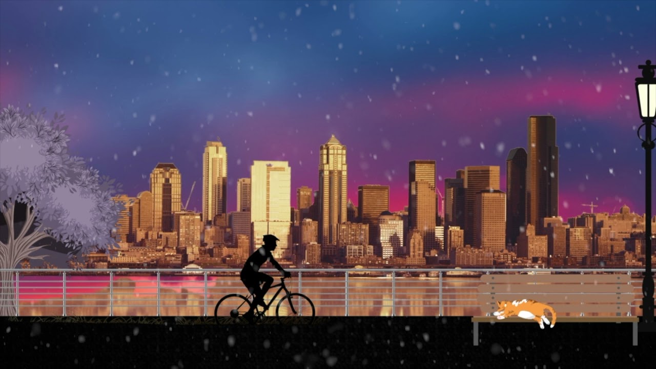 Snowy Sunset - Late Night Bike Ride - Lofi Hip Hop Chillax Beats