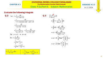 F Sc Part II  Mathematics Online Lesson # 5   Integration  Ex  3 3 by Zahid Hussain