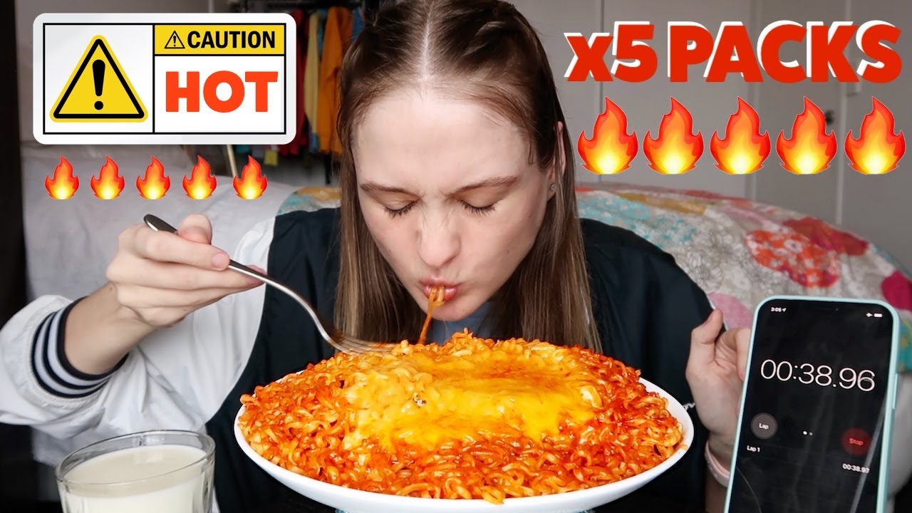 Корейский челлендж с сырной лапшой